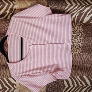 Pink stripped cropped top